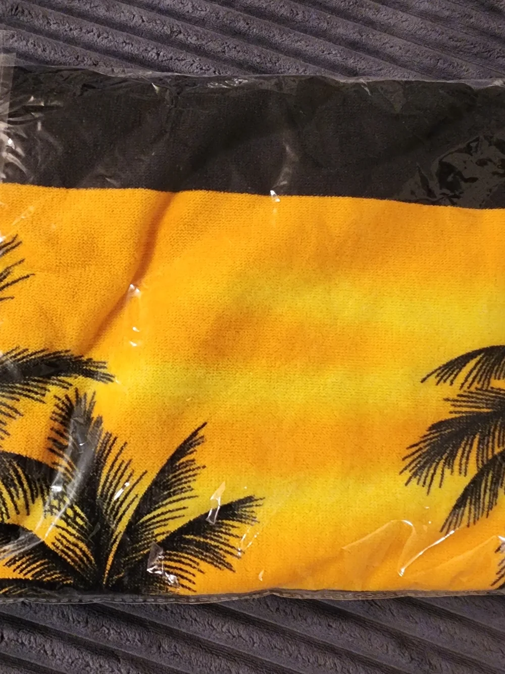 Sunset Palm Beach Towel - Yellow Blue